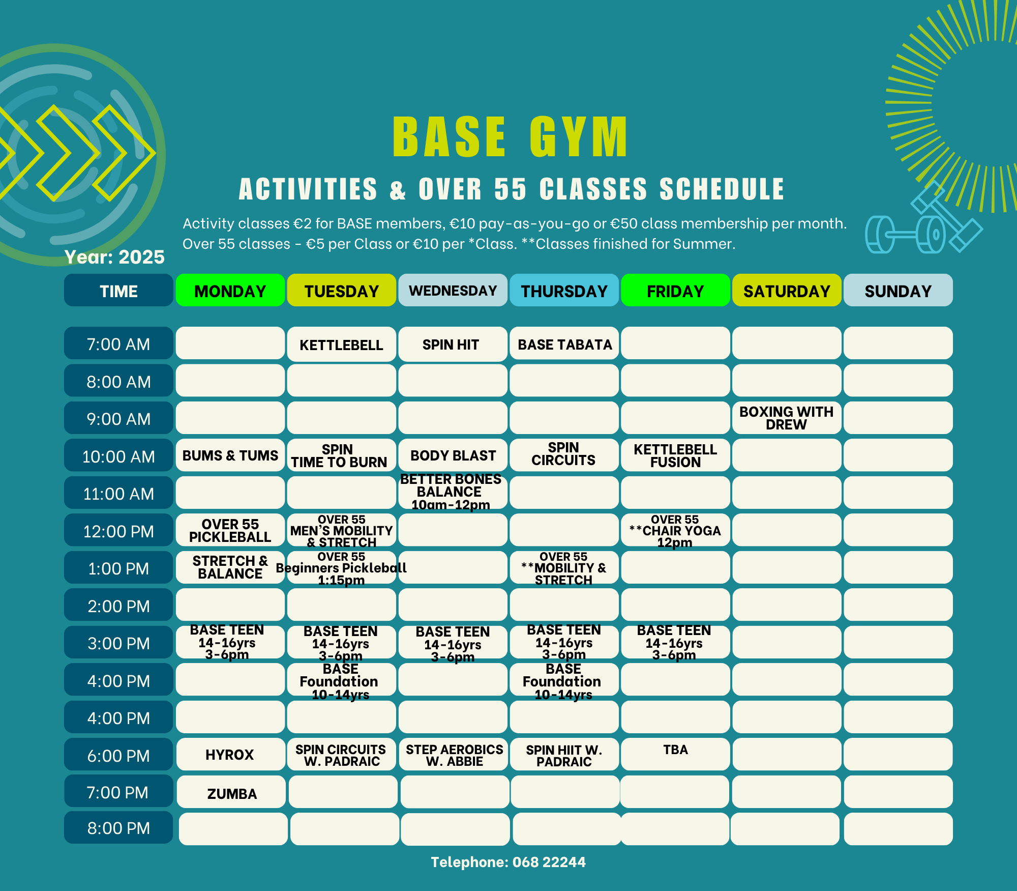 LCC Activities and Over 55 Classes Schedule Listowel Community Centre Activities